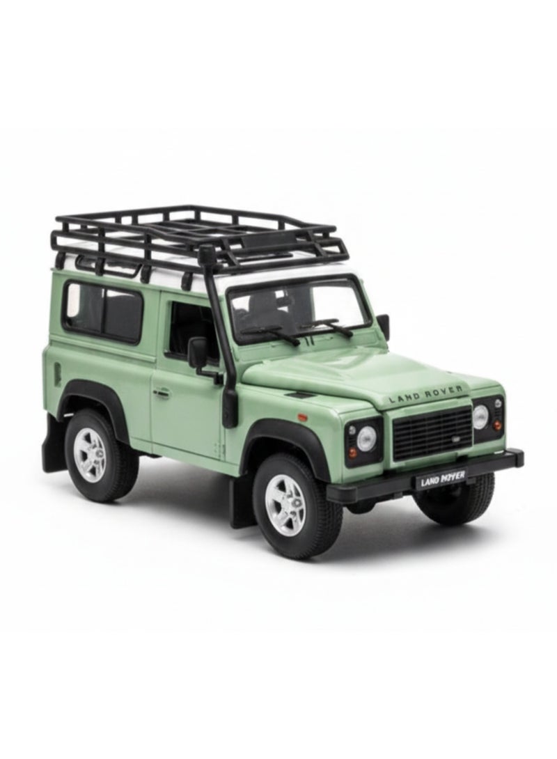 Welly Land Rover Defender Toy Car for Kids | Off-Road SUV Model with Roof Rack | Realistic Design | Green Vehicle Toy - Image 1